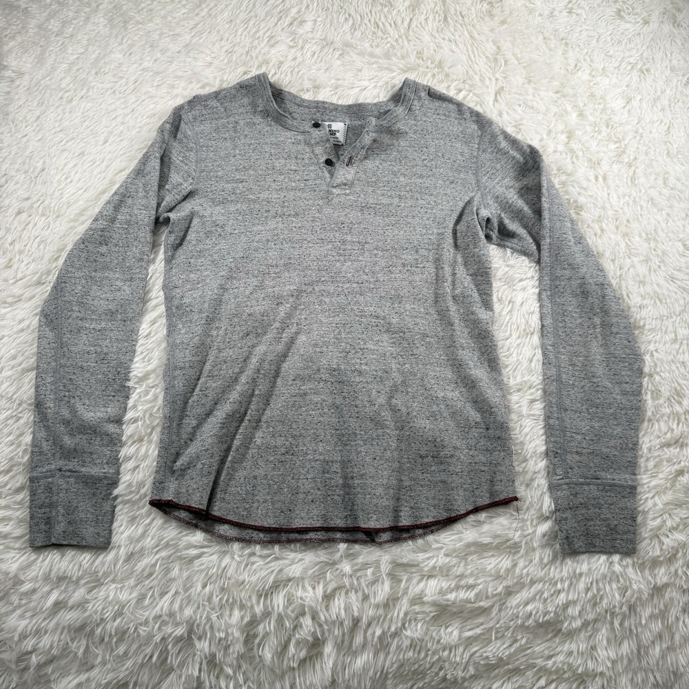 Reigning Champ Henley Shirt‎ Mens Medium Grey Long Sleeve Casual Soft Preppy
